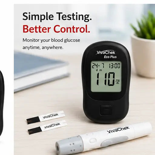VivaChek Eco Plus Blood Glucose Monitoring System – Fast & Accurate Glucometer Kit